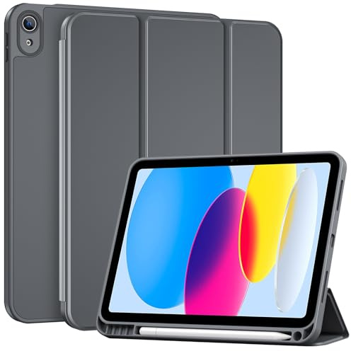 ProCase Hülle für iPad (A16) 11 Generation 2025 | iPad 10 Generation 10,9 2022 Schutzhülle mit Stifthalter Stoßfeste Smart Case Cover Auto Schlafen/Wachen -Grau