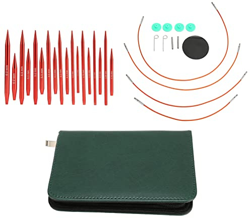Ejoyous Agujas de Tejido Circular Intercambiable 2 Mm-6 Mm de Acero Inoxidable de Aluminio PU Desmontable con Tamaño Impreso en el Mango para la Nave de Hilo de Crochet de Tejer