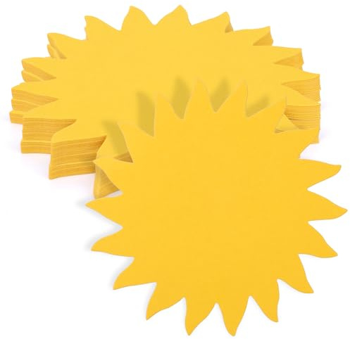 120pcs Soleil Papier Deco Découpé, Cartonné Doré en Forme de Soleil Papier Découpé Double Face Décoration de Tableau D'Affichage pour Bricolage en Classe Décoration Murale Fête