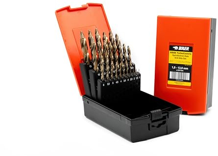 BAER Spiralbohrer Set (0,5mm steigend) 1-13 mm HSSE/Co5 Turbo Centrix | Bohrer Set 5% cobaltlegierter HSSE Schnellarbeitsstahl | Spiralbohrersatz | Bohrerset