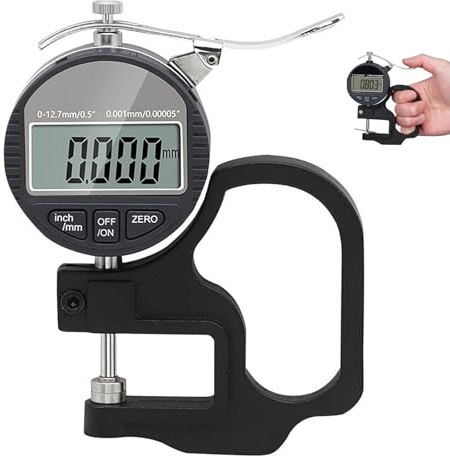 Spessimetro digitale con display LCD preciso, precisione di 0,01 mm per misurare carta, pelle, stoffa, pellicola, nastro e filo