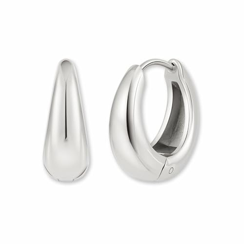 Creolen Edelstahl Damen | Chunky Kreolen in 18K Gold, Roségold oder Silber | Mini Hoop Ohrringe (18 mm) - Wasserfest & Hypoallergen