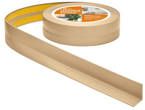 Quest Battiscopa Morbido 30 x 30 mm Autoadesivo - Sabbia, 5 m | Profilo angolare flessibile in PVC, senza forare, per cucina e bagno, resistente ai raggi UV