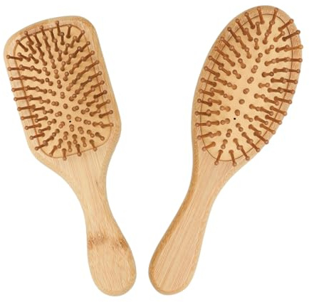 XRVRILE 2 Cepillos de Pelo de Madera, Cepillo Bambú Natural Antiestático para Masaje del Cuero Cabelludo, Cepillo para el Pelo Seco y Mojado, Peine de Madera Hombre Mujer