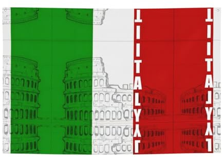 Bandera italiana del Coliseo Romano, decoración de fiesta impresa adecuada para fiestas de vacaciones y decoraciones de ceremonia, 71 x 47 pulgadas