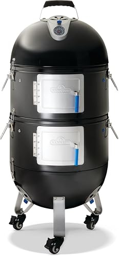 Napoleon Apollo® Fumoir vertical à eau au charbon de bois 45,7 cm, finition noire brillante, grilles en acier inoxydable, jauge de température ACCU-PROBE