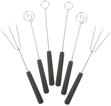 ibasenice Fonduegabeln Multifunktional zum Dekorieren von Kuchen 6 Stück Edelstahl in Silber mit Pp Griff und Selbstgemacht Schokolade für Käsefondue und Pralinen