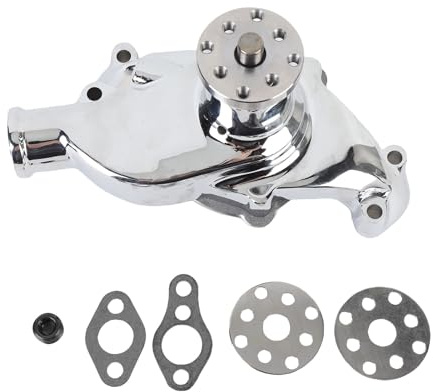 KIMISS Pompa Acqua Corta Pompa Acqua Ad Alto Volume in Alluminio Cromato Porta Laterale NPT da 1 2 Pollici Girante da 5 8 Pollici Rotazione Standard per Chevy 283 327 350 V8 1955 1972
