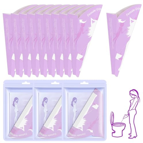 ZCAYJR Coni per Pipi Donna 30 Pezzi | Imbuto Pipi Donna in Piedi | Orinatoio Portatile Monouso in Carta | Impermeabile e Igienico | Per Viaggi Campeggio Traffico – Violetto