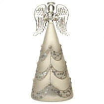 Leuchtender Engel aus Glas mit Schmucksteinen.