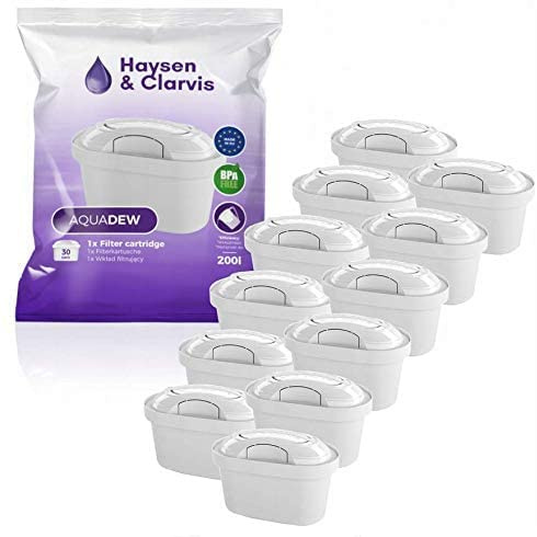Haysen & Clarvis Cartouche Filtrante pour Carafe - Compatible avec Brita Maxtra, AmazonBasics (Lot de 12)