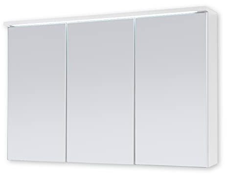 Stella Trading TWO Spiegelschrank Bad mit LED-Beleuchtung in Weiß - Badezimmerspiegel Schrank mit viel Stauraum - 100 x 68 x 22,5 cm (B/H/T) | Badezimmerspiegel Schrank in modernem Weiß, Schranktüren mit viel Stauraum für Badutensilien, integrierte LED