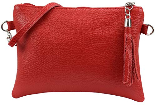 SH Leder Echtleder Umhängetasche Clutch kleine Tasche Abendtasche 22x15cm Anny G248 (Rot)