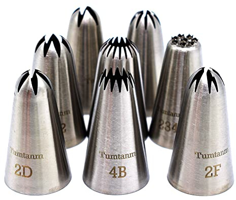 Tumtanm 8 Pack Large Piping Tips, Seamless Stainless Steel Icing Piping Nozzle Tip Set, Cake Decorating Tools for Baker
