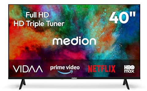 MEDION 100,3 cm (40 Zoll) Full HD Fernseher (Smart-TV, HDR, VIDAA Store, HBO Max, Magenta TV, Prime Video, Disney+, DAZN, Paramount+, HbbTV, PVR, HD Triple Tuner, MD 840102)