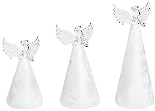 Beliani Dekofigur weiß Engelform mit LED-Beleuchtung 3er Set Kittila