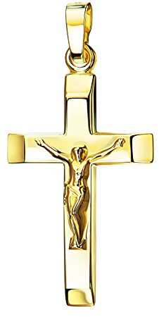 Kruzifix-Anhänger 585 Gold 14 Karat Kreuz-Anhänger Jesus Christus Ketten-Anhänger mit Schmuck-Etui