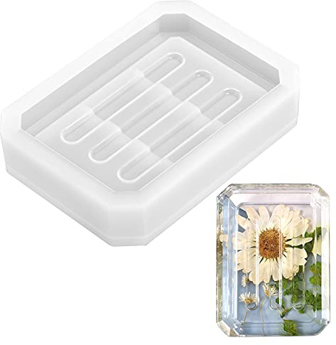 Moule Silicone pour Résine, Moule Résine Epoxy, Moulde Porte-Savon, Moulage à Savon Boîte pour une utilisation avec résine époxy, 12.5 x 9.5 x 2.5 cm