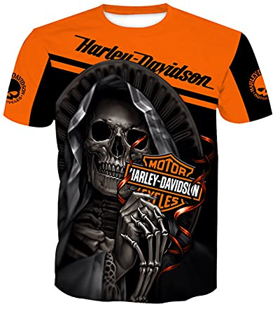 oneforus Maglietta da Uomo T-Shirt con Stampa Grafica Teschio 3D Maglietta Girocollo a Manica Corta Estiva Casual