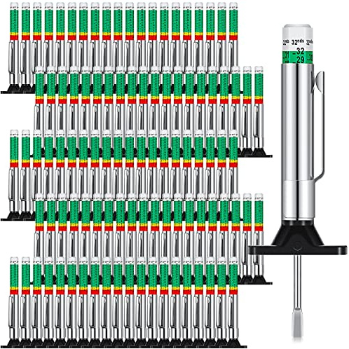 100 Pieces Tyre Tread Depth Gauge Color Coded Tire Depth Gauge Tool Tire Tread Accurate Measurement Tools, Green