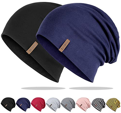 Damen Herren Slouch Beanie Mütze - Weiche Baumwolle, Atmungsaktiv Longbeanie, Jersey Chemo Mütze, Elastisch Laufmütze für Alle Jahreszeiten