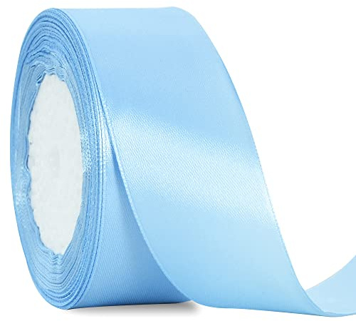 TONIFUL Satinband hellgoldfarben, breit, massives Stoffband für Hochzeit, Auto, Schneiden, Zeremonie, große Öffnung, Stuhlschärpe, Haarnähen, Handwerk, Party, Dekoration-Baby Blau 4cm x 20m