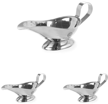 HENDI Sauciere, extra kleine Größe, Poliert, Soßenkanne, Soßenschale, 85ml, 120x72x(H)50mm, Edelstahl (Packung mit 3)