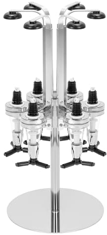 QWORK® Distributeur de tête de Bouteille 6, Support de Distributeur de Boissons, Porte-Bouteilles rotatifs, Alliage d'aluminium, pour Bar, fête