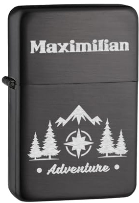 Sturmfeuerzeug in Anthrazit mit Gravur - Outdoor-Geschenkidee für Männer - das Geschenk zum Geburtstag und Weihnachten - für Camping, Wandern und Jagen