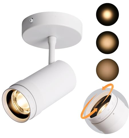 Aisilan LED Zoombarer Deckenstrahler 7W Dimmbarer Einstellbarer Strahlwinkel 10-55° Schwenkbarer Winkel CRI 97 Matt Weiß Aluminium Akzentlampe für Flur Wandmalerei Wohnzimmer