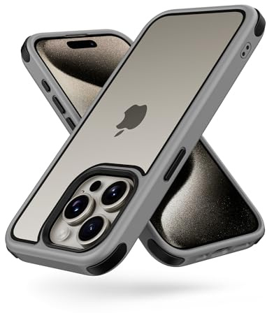 MobNano Cover Compatibile con iPhone 15 Pro, Sottile Antiurto AntiGraffio, Protettiva Custodia Compatibile con iPhone 15 Pro, 6.1 Pollici - Grigio Titanio/Nero