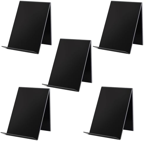 SWAWIS 5 Pièces Support Livre Acrylique Présentoir Livre Presentoir 13 x 11,5 x 10 cm Chevalet livre Transparent Porte livre Présentoir pour Magazine Brochures Carte de Menus, Noir