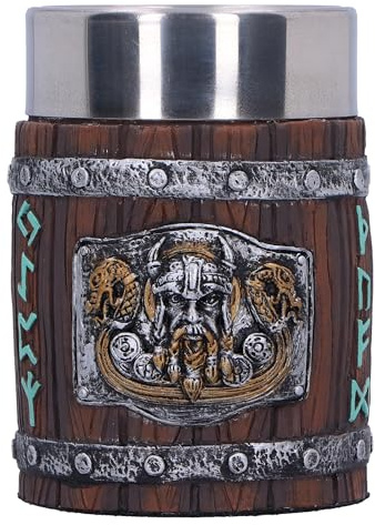Nemesis Now Norseman Verre à shot en résine Marron 8 cm Verre à shot Viking nordique avec insert en acier inoxydable Peint à la main avec insert en acier inoxydable moulé dans la meilleure résine