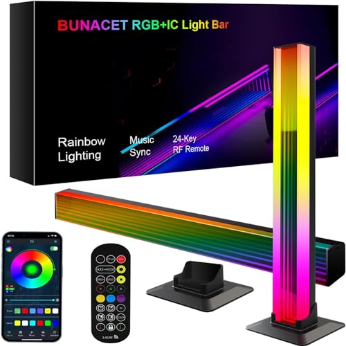 Barre lumineuse RVB, Eukee Lot de 2 RGB Bureau, Barre Lumineuse Intelligente avec Différents Effets de Lumière et Modes Musicaux, Déco pour Jeu, Photos, PC, Télévision, Pièce