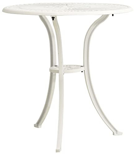 HETFTJN Bartisch Outdoor Stehtisch Outdoor Campingtisch Klein Loungetisch Outdoor - Gartentisch Weiß 62x62x65 cm Aluminiumguss für Balkon Outdoor Garten Speisesaal