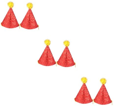 ibasenice 6 Stk Kegelhut zum Geburtstag Bommel- für Kinder Geburtstag Kegelkappe kinder party mitgebsel kinder kinderparty mitgebsel Geburtstagsparty-Hüte Glitzer- rot