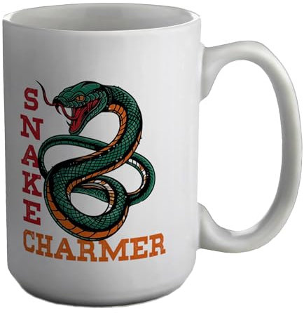 Shopagift World Snake Day Mug Snake Charmer White 15oz Large Ceramic Cup