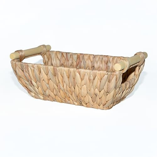 Wickerfield Water Hyacinth Storage Basket for Shelves Gift Hamper with Handle Small Bathroom Organizer (Same size, 1, Piece)