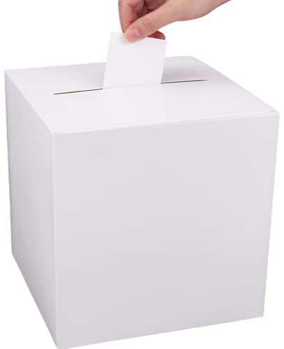 SOFPLATE Kartenbox Party Deko Geschenkbox Kraftpapier Weiß Hochzeitsbox Geschenkkartenbox Mit 10 Karten Für Hochzeitsempfang Geburtstag Abschlussfeier Jahrestag Tombola Geschenk Tischdekoratio