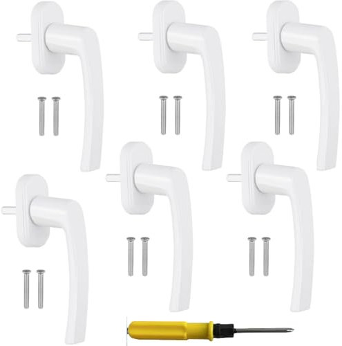 CNKHDZ 2 Pezzi Maniglie per Finestre in alluminio, Maniglie per Finestre in Alluminio Bianco Maniglia Porta Finestra Lunghezza 35 Mm Serratura per Battenti e a Vasistas Installazione Semplice