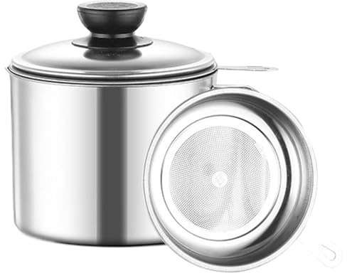 Filtro de aceite de cocina con recipiente de almacenamiento – Separador de grasa de acero inoxidable, ideal para conservar el aceite usado, la grasa de la cocina, perfecto para el hogar, pícnic, café