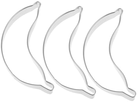GRIRIW Stampi Per Biscotti e Fondente a Forma Di Banana in Acciaio Inox, Set Da 3 Pezzi Antiaderenti Per Dolci Fai Da Te e Decorazioni Professionali in Cucina
