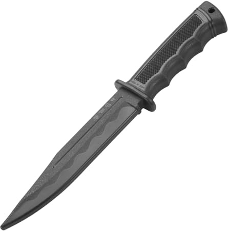 TEKKA BUDO Trainingsmesser SV Hartplastik mit Wellengriff schwarz 27 cm - Kampfsport Krav MAGA Waffenabwehr Training