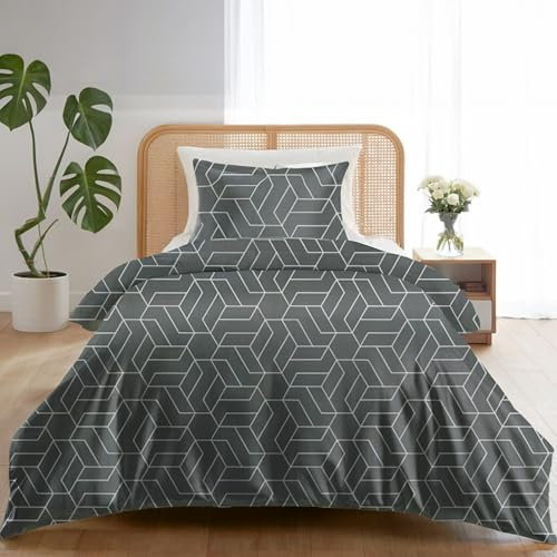 Dreamzie Bettwäsche Set 140x200 cm mit 1 Kissenbezug 65x65 cm – Geometrisch-Muster – Bettwäsche für Einzelbett aus 100% Mikrofaser – Oeko-Tex Zertifiziert – Ohne Schadstoffe