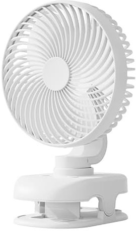 AngLink Ventilador USB Recargable con Clip, Ventilador de Escritorio Portátil de 4 Velocidades con Batería, Funcionamiento Silencioso - 3 Palas, Cabeza Ajustable, 36dB - Oro Rosa, Blanco, Titanio