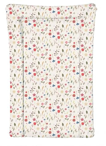 Deluxe Baby Girl Waterproof Changing Mat with Raised Edges 46x73cm - Little Flowers - Mix of Pink, red and Blue - Colourful Floral