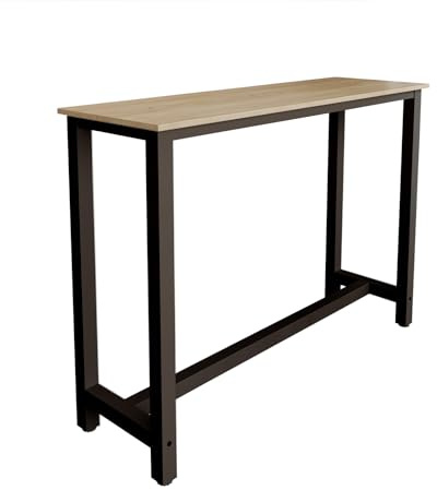 MB Muebles Bonitos | Mesa Alta de Cocina | Estilo Industrial | Modelo Ani | Barra de Cocina Estrecha y Desayunador | Patas de Metal y Melamina Mate | Color Negro | 140x100x40 cm
