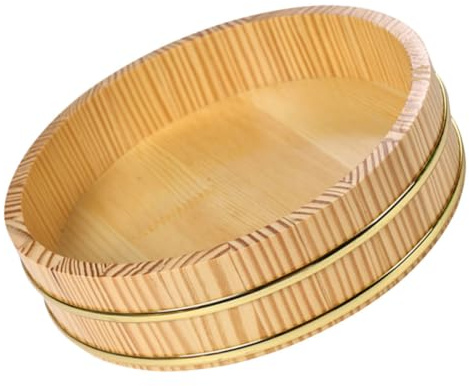 UKCOCO Bol à Riz à Sushi Traditionnel avec Bord Doré Grand Format pour Préparation et Service Plateau Polyvalent pour Familles et Restaurants