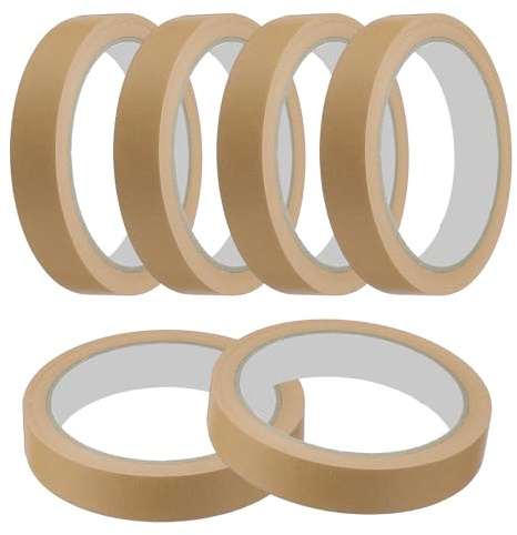 QUARKZMAN Ruban De Masquage 18 mm x 20 Mètres Ruban De Peintre Marron Rubans Peinture Pour DIY Artisanat Arts Dessin Décoration Étiquetage Peinture Voiture Artistes Enseignants, Lot De 6