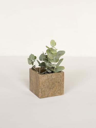 FacciamoCASA Vaso piccolo in Marmo Naturale 9 x 9 x h. 8 cm – Vaso Artigianale Made in Italy – Contenitore Decorativo Multifunzionale – Oggetto da Tavola Elegante e Sostenibile (Travertino Noce)